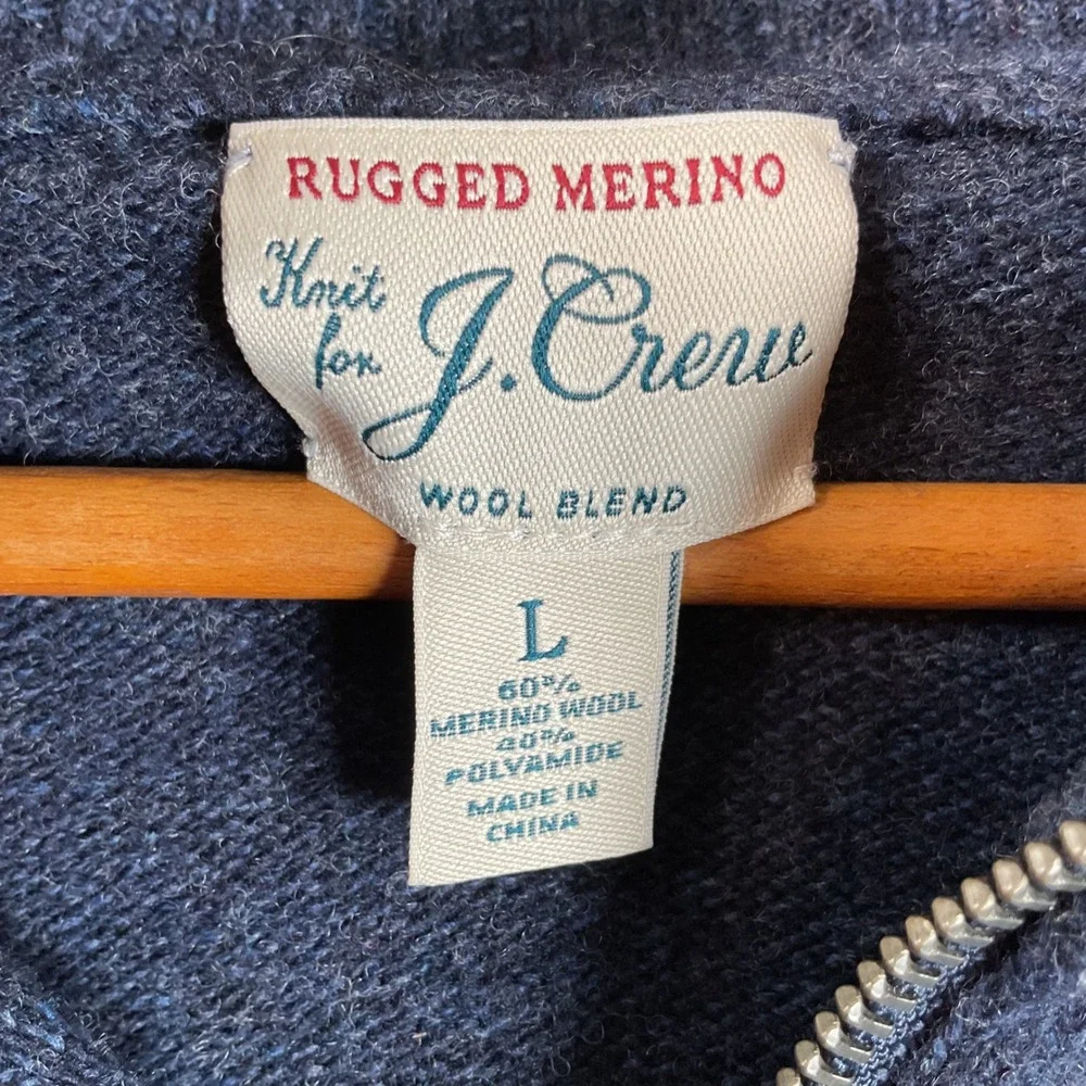 J.Crew Rugged Merino Quarter Zip Sweater Mens Large Navy‎ Blue Excellent Knit